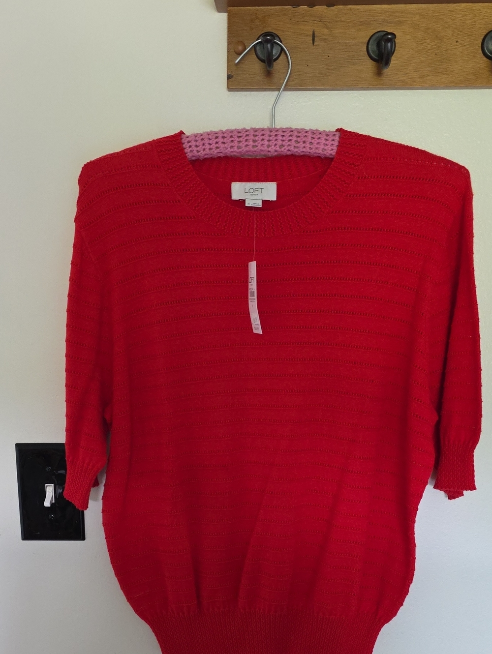 LOFT Bright Red Crewneck Knit Sweater